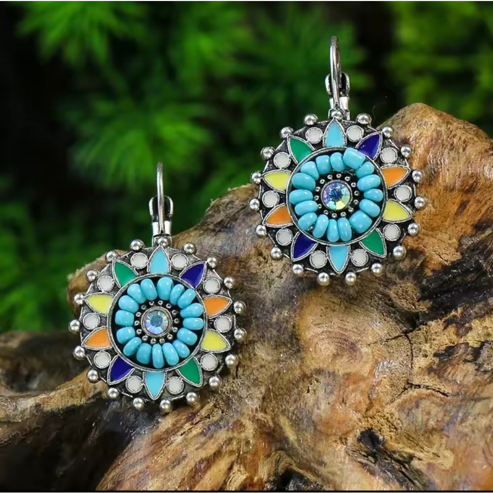 Vintage Turquoise Earrings‎ Round Dangle Vintage Women's New f9